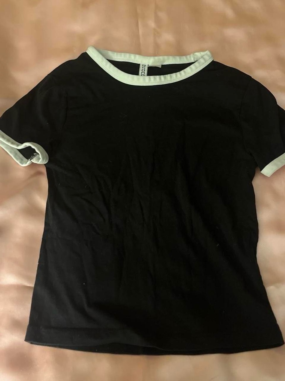 Divided Black Tee with White Trim - Women's Short Sleeve Top